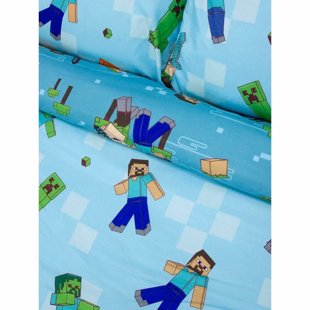 Minecraft Reversible Duvet Cover and Pillowcase Set in Petrol, W/D/H: 200 x 200 cm – 2