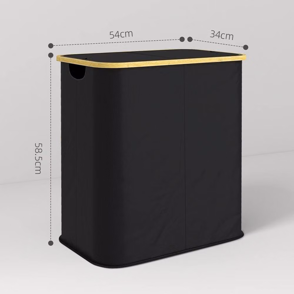 STILVORA 80L Collapsible Laundry Basket with Lid and Handles in Black – 4