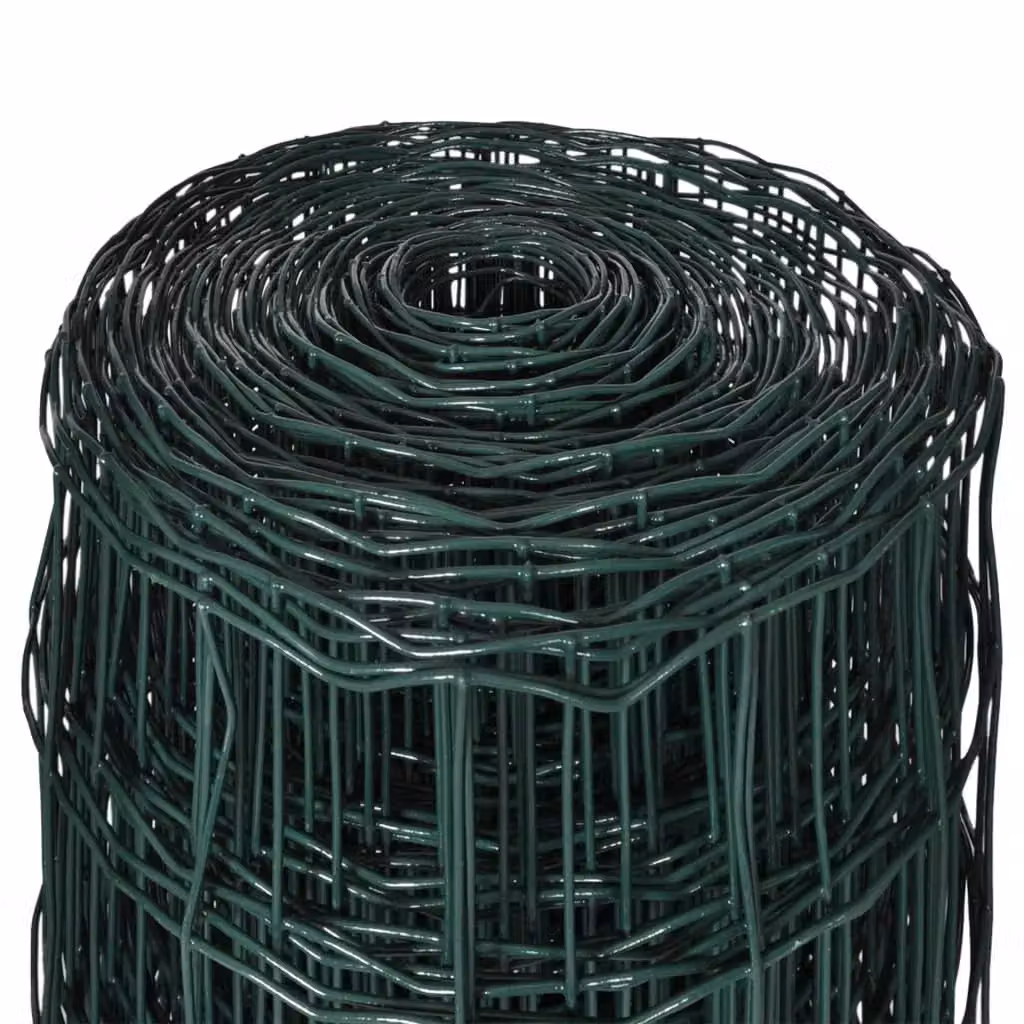 Berkfield Home Euro Fence Green PVC-Coated Steel Fencing, W: 25 m, H: 0.8 m – 4