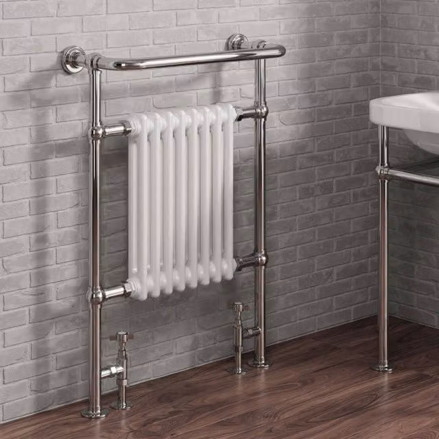 Bathroom Kingdom Victoria Chrome Traditional Towel Rail, White, W: 96.0 cm – 2
