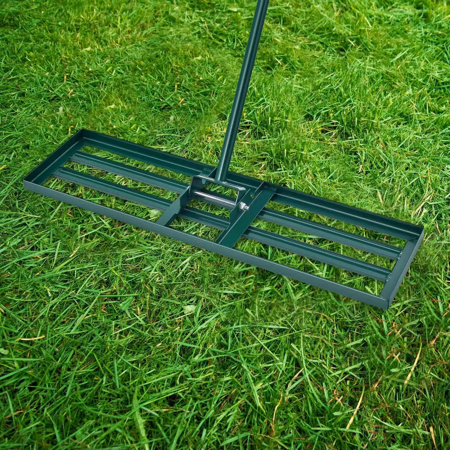 Gymax Lawn Rake Leveling Tool with Heavy Duty Handle, Green – 2