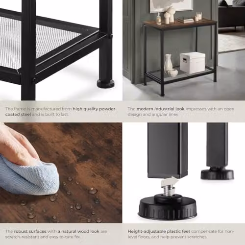 tectake Filton Bedside Table in Black and Brown, W/D/H: 60 x 30.5 x 60.5 cm – 5