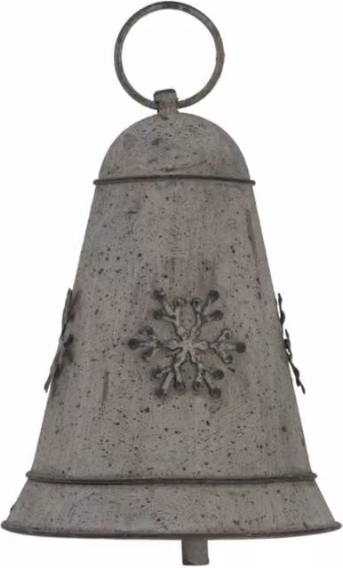 KDMD Rustic Metal Snowflake Hanging Bell in Grey for Winter Decor
