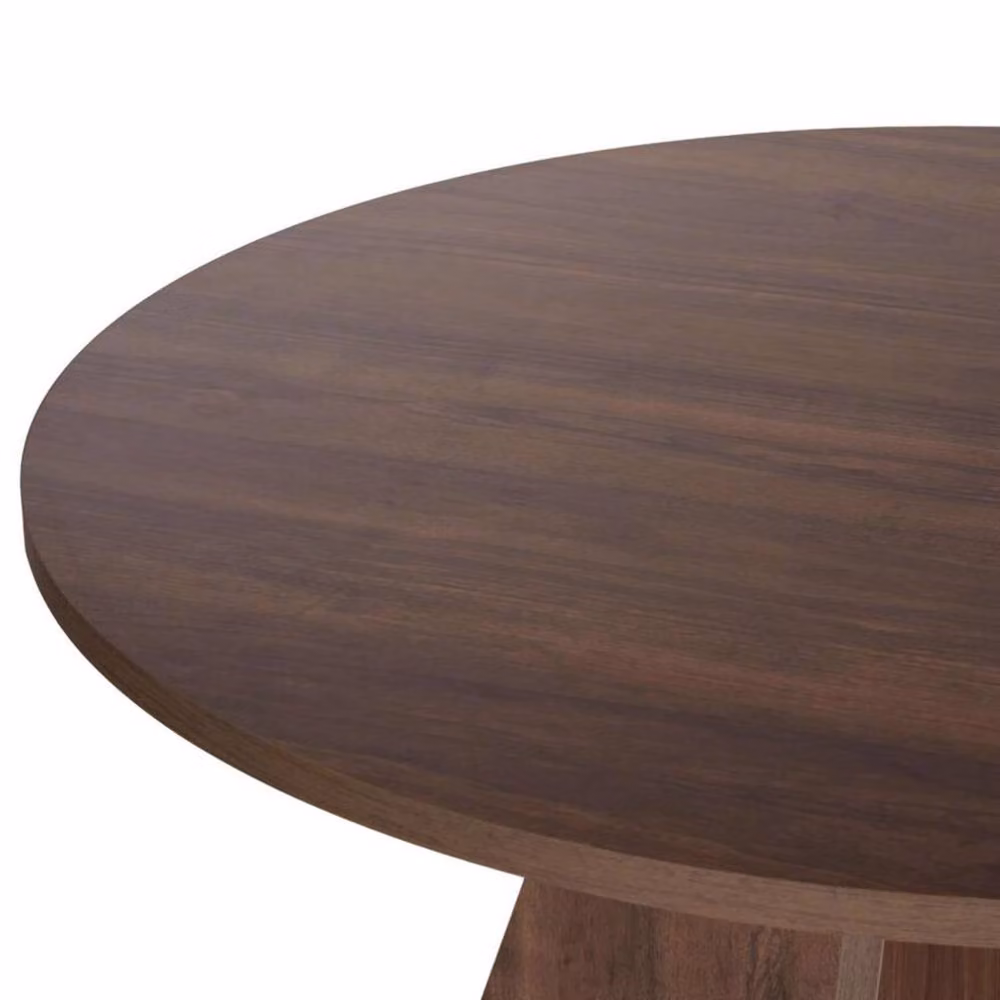 FWStyle Modern Round Walnut and Oak Dining Table with 4 Green Swivel Chairs in Brown, Diameter: 120 cm, Height: 75 cm – 2