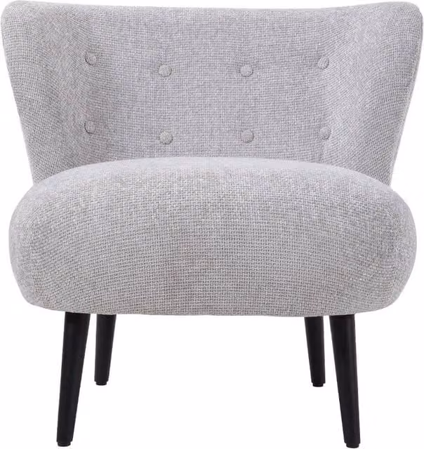 VOGREX Grey Tufted Wingback Fabric Single Accent Chair with Metal Frame