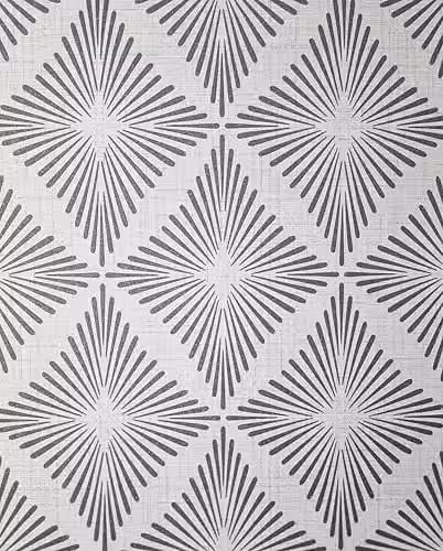 Fine Decor FD43747 Denver Luxury Textured Geometric Art Deco Vinyl Wallpaper, Grey
