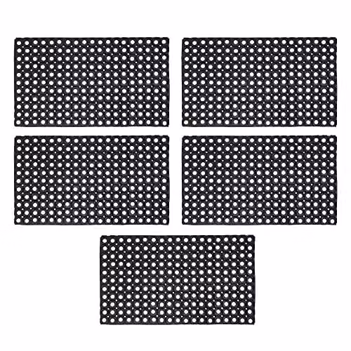 JVL Contract Rondo Rubber Ring Scraper Doormat, Black, Pack of 5, W: 50 cm, L: 100 cm