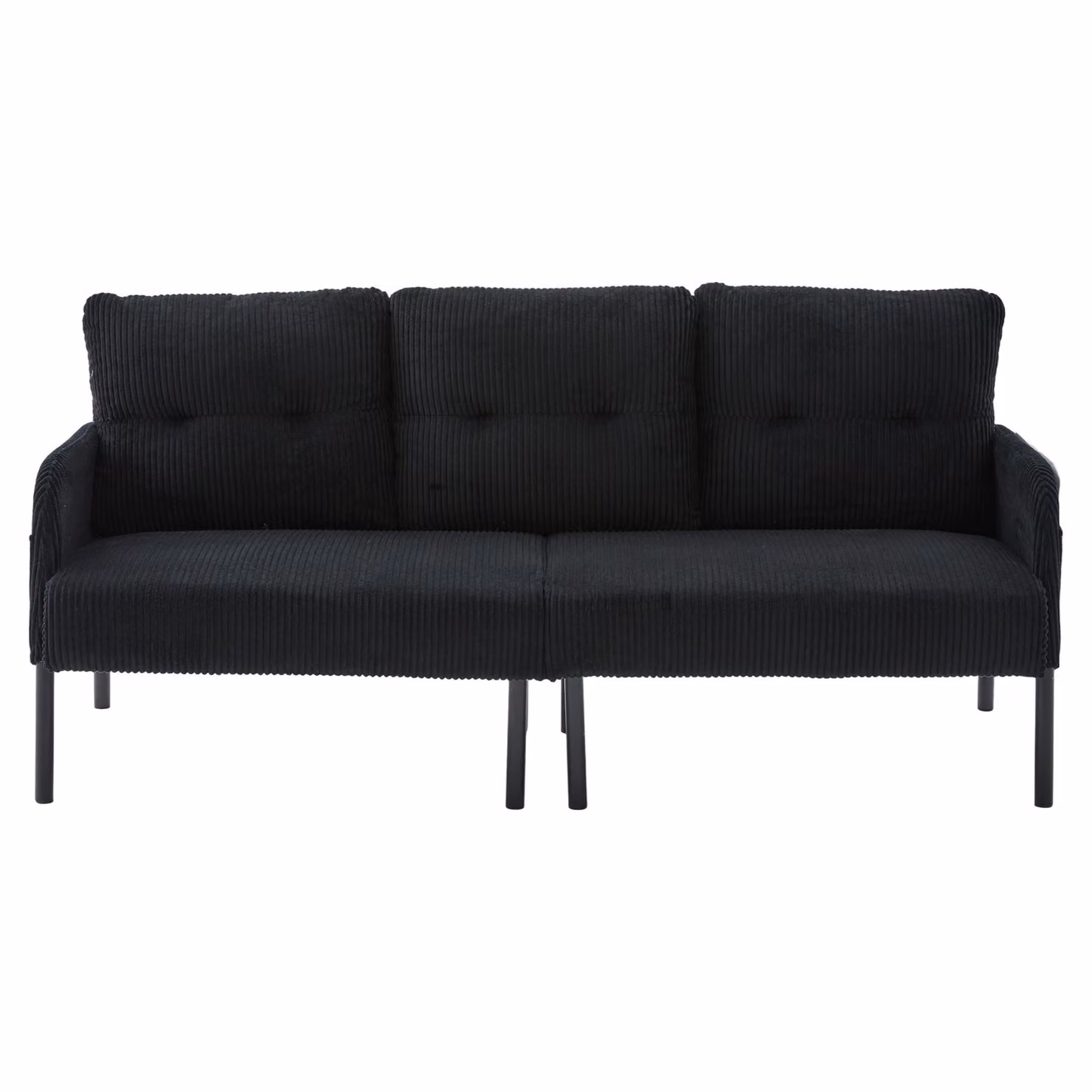 Aosom UK Oversized Two-Seater Corduroy Sofa in Black with Ergonomic Curves and Dual Side Storage Pockets, W/D/H: 171 x 72 x 80 cm – 2