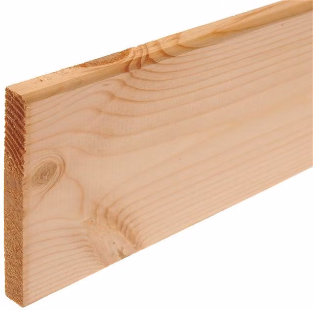 Snowdon Timber Products Ltd Pack of 6 Natural Planed Softwood Square Edge Timber, W: 94 mm, H: 28 mm, L: 2.1 m