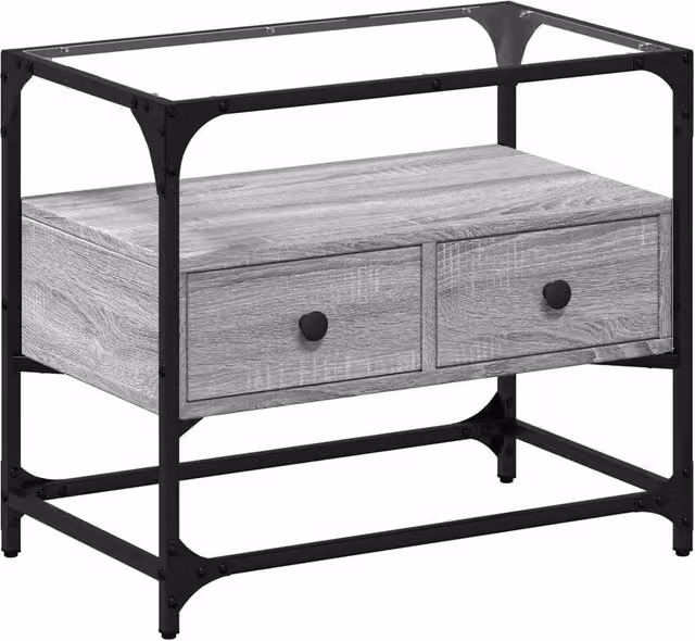 Berkfield Home Industrial TV Cabinet with Glass Top in Grey Sonoma, W/D/H: 60 x 35 x 51 cm – 1