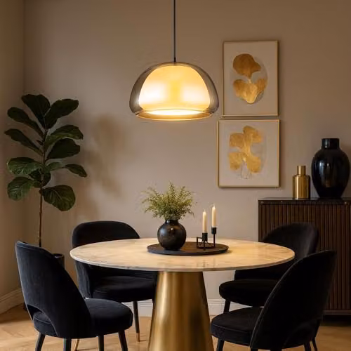 Globo Lighting Retro Dome Pendant Lamp in Black and Transparent Glass, Diameter: 40 cm, Height: 120 cm, 1 x E27 Socket – 4
