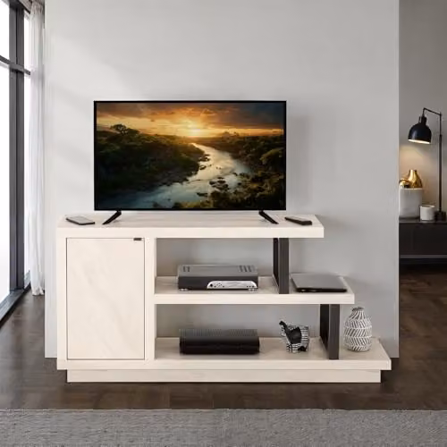Seconique Turin Modern TV Stand in Light Oak Effect and Black, W/D/H: 151 x 39.5 x 41 cm – 1
