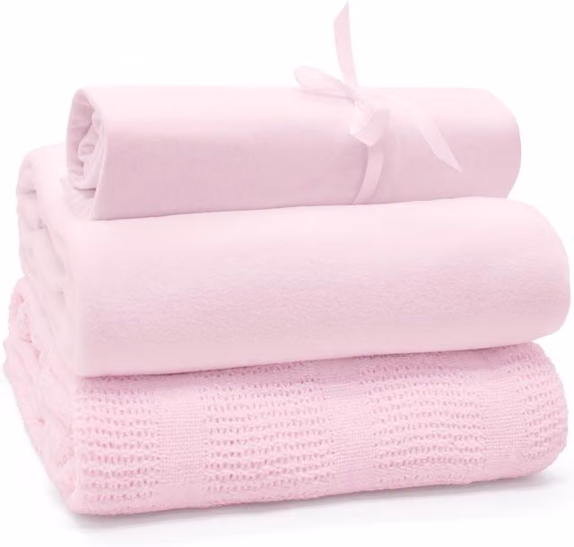My Little World 3-Piece Pink Jersey Cotbed Starter Set with Breathable Fitted Sheet