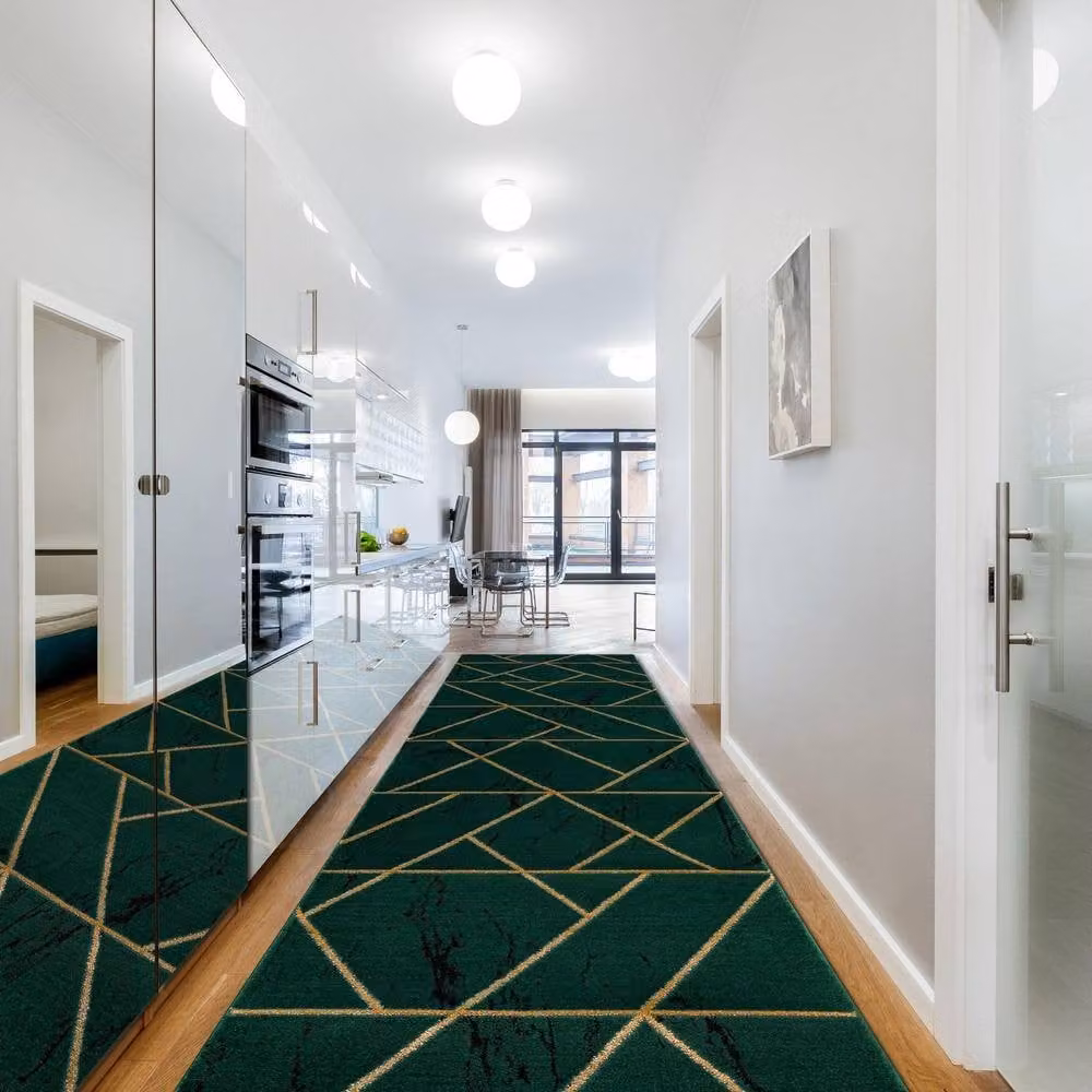 RugsX Exclusive Emerald Green Geometric Runner, W: 80 cm, L: 320 cm – 4