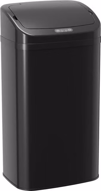 HOMCOM 48L Black Galvanised Steel Sensor Bin with Fingerprint-Proof Finish