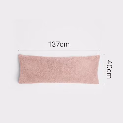 OHS Teddy Fleece Bolster Pillow for Pregnancy and Maternity Support, Pink, W/D/H: 137 x 40 x 40 cm – 3