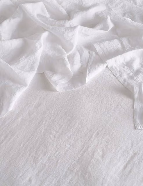 Bedfolk Pure Washed Linen Flat Sheet, White, W: 140 cm, L: 200 cm