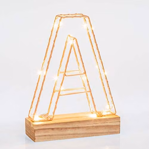 Echo Three Gold Wire Frame Letter Light W/D/H: 22.0 x 16.0 x 5.0 cm
