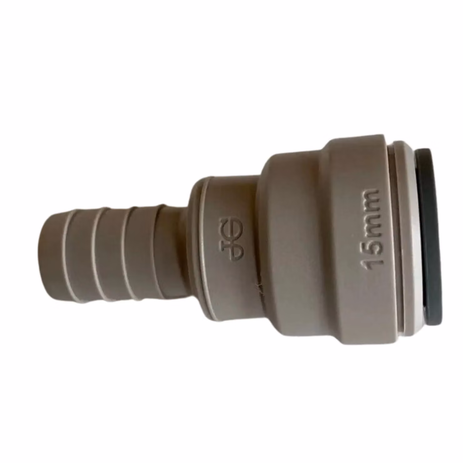 John Guest 15mm Female to 1/2 inch (12mm) Hose Connector Male Barb NC448 in Beige – 2