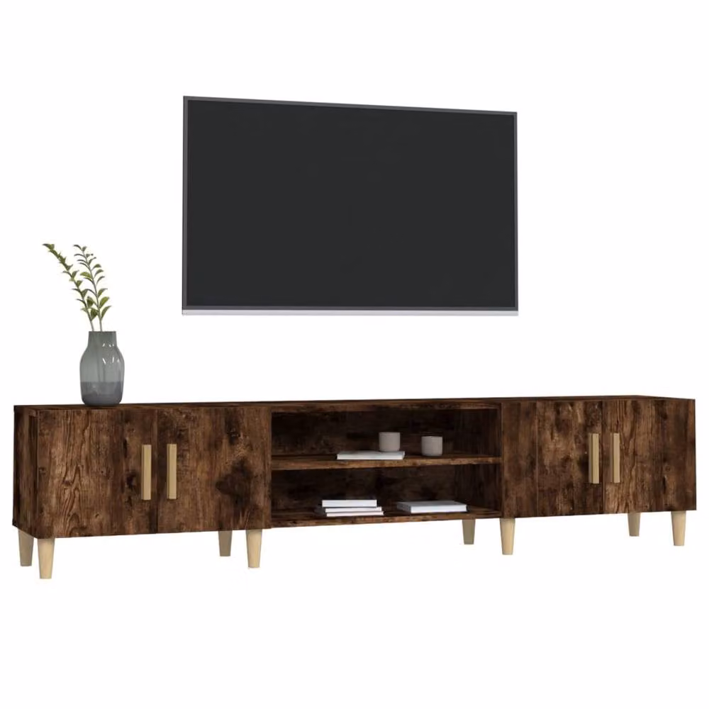 Berkfield Home Mid Century TV Cabinet in Smoked Oak Brown, W/D/H: 180 x 31.5 x 40 cm – 3