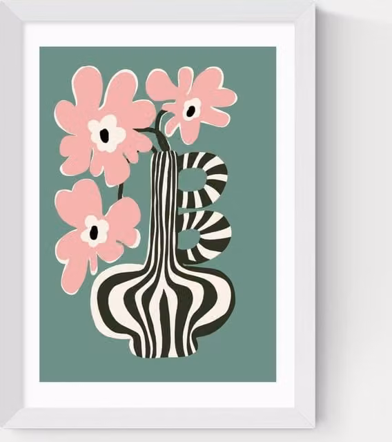 East End Prints Floral Botanical Framed Art in White and Multicolour