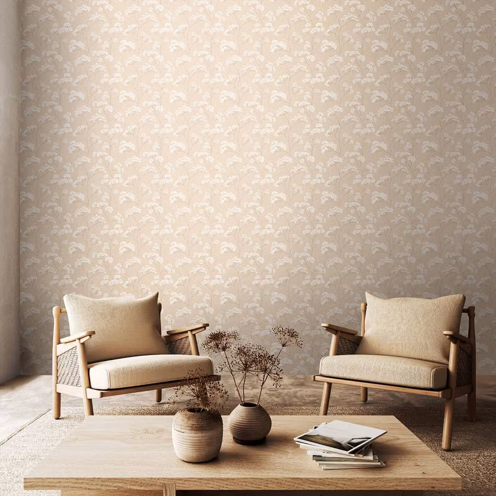 Hoopla Walls Elderflower Trail Shadow Botanical Floral Modern Wallpaper in Beige, 10m Roll – 2