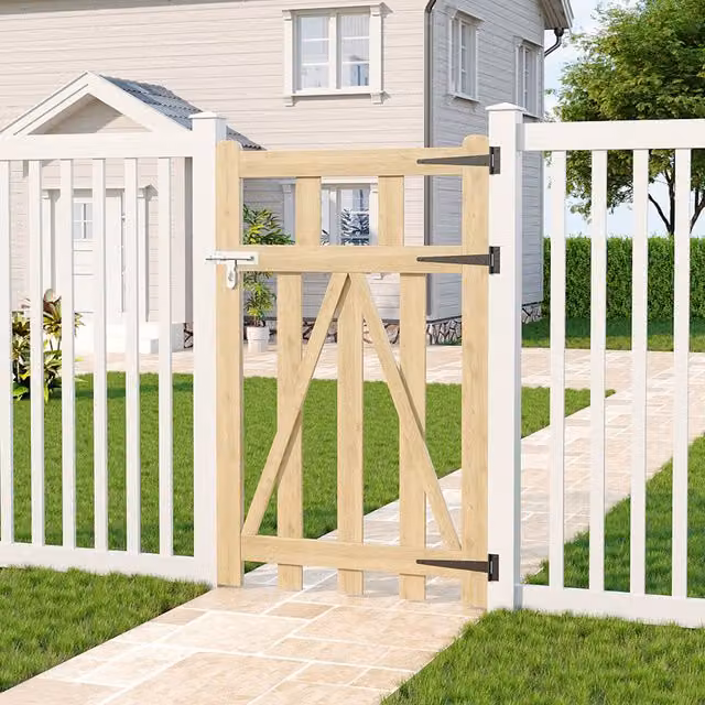 Darphe Wooden Garden Gate with Chevron Bracing in Yellow, W: 76 cm, H: 120 cm