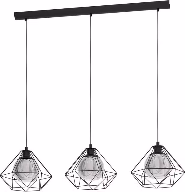Loops Geometric Black and Transparent Glass Hanging Ceiling Pendant Light for Kitchen Islands