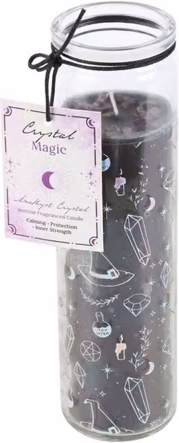 Something Different Jasmine Witch Amethyst Glass Tube Candle in Black and Transparent