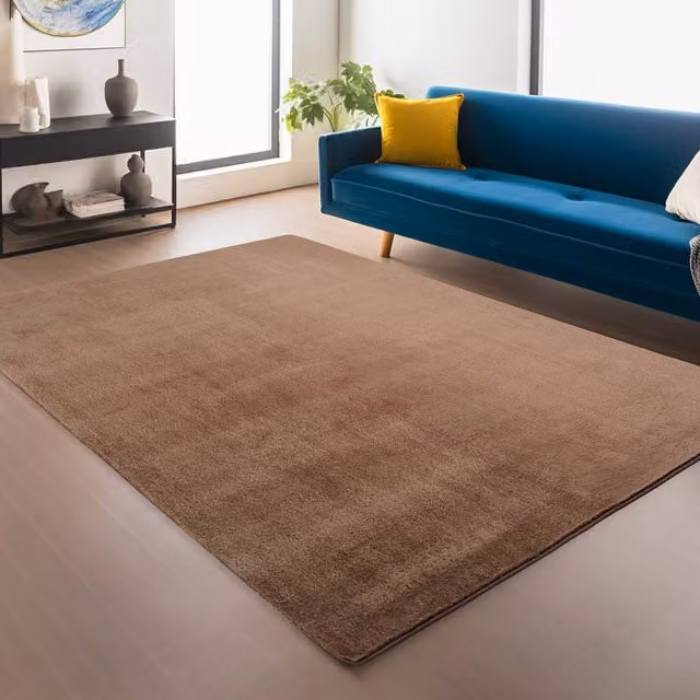 Desire Rugs Snuggly Washable Low Pile Area Rug with Anti-Slip Felt Backing in Taupe, W: 100 cm, D: 60 cm – 1