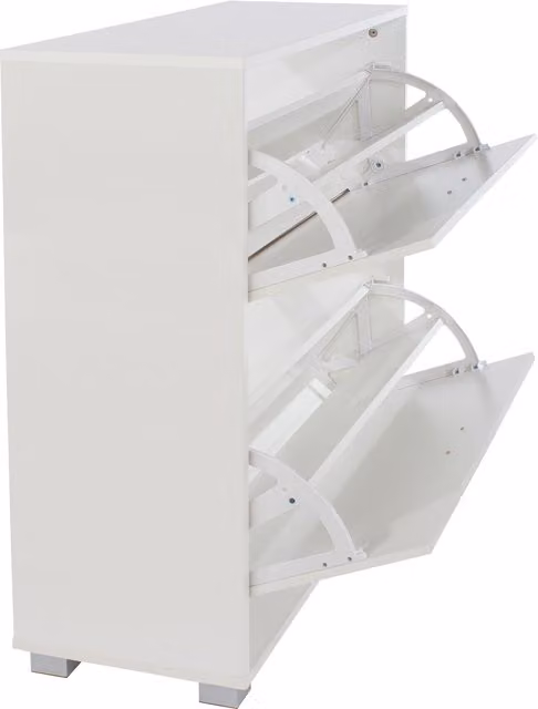 Core Products Ltd Lido 2 Door Glossy White Shoe Cabinet with Silver Details