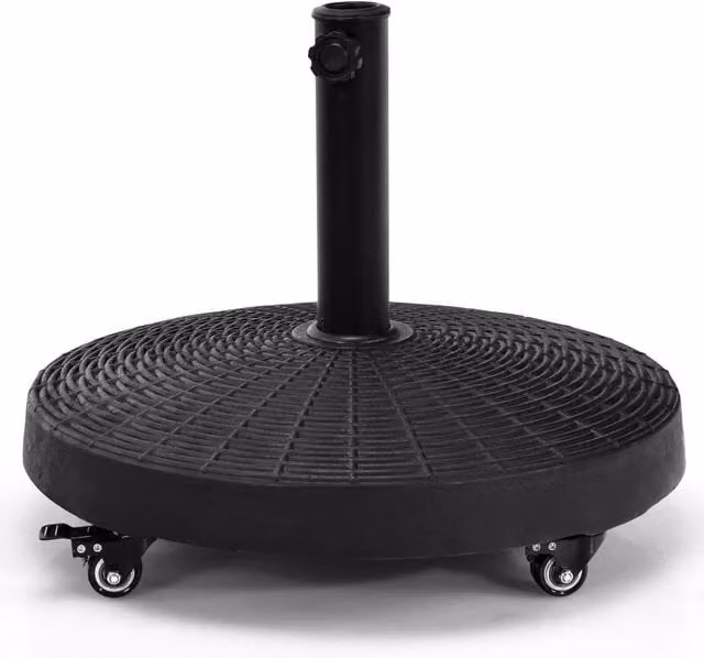 COSTWAY Black Rattan Resin Outdoor Parasol Base