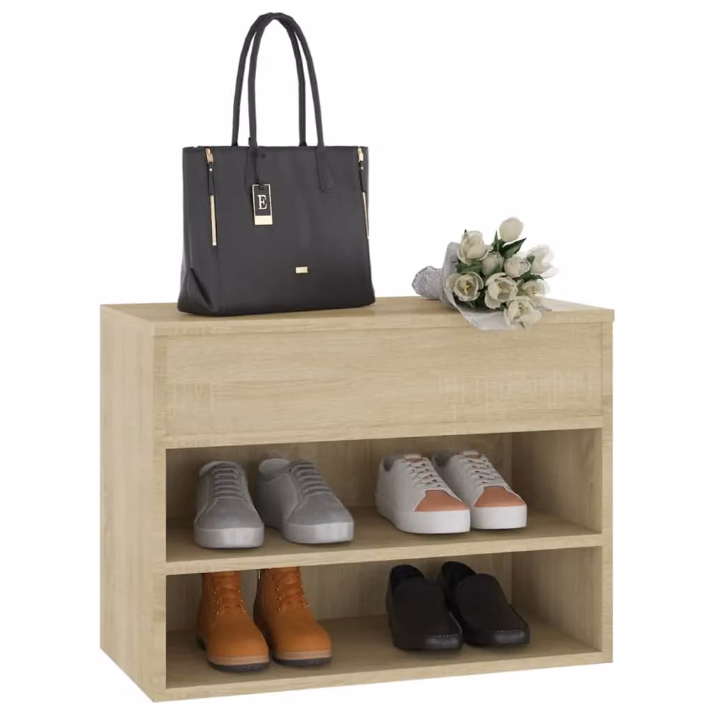 Berkfield Home Sonoma Oak Shoe Bench in Brown, W/D/H: 60 x 30 x 45 cm – 3