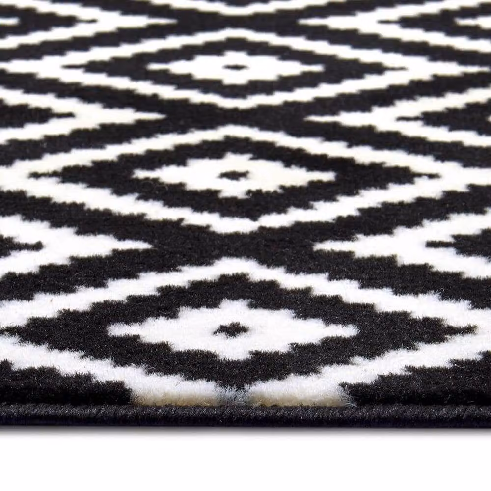 THE RUGS Design Velours Striped Modern Low Pile Area Rug in Black, W: 200 cm, L: 290 cm – 1