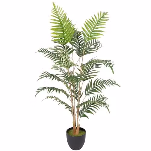 HOMCOM 120cm Tall Artificial Fern Topiary Tree in Green with Concrete Pot – 1