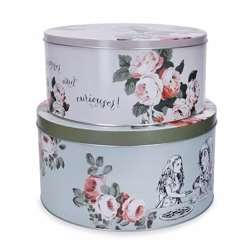 Mikasa Floral Metal Cake Tin Set of 2 in White and Multicolour – 1