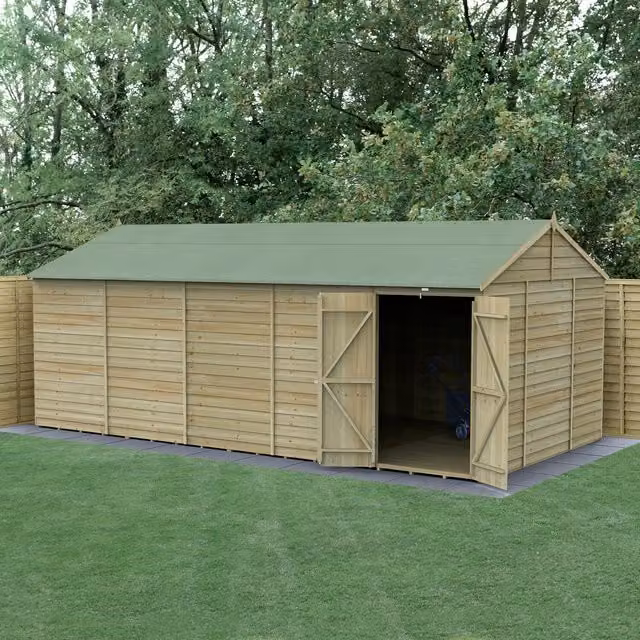 Forest Gardens 4LIFE Reverse Apex Lean-to Wood Shed in Brown with Double Doors