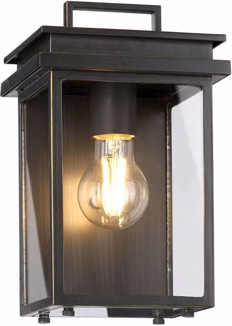 Loops Antique Bronze Outdoor IP44 LED Wall Light Lantern with E27 Bulb