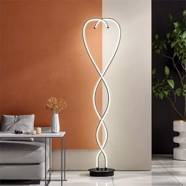 PAWNORA Artist Heart Shape Floor Lamp in Black with 48W Adjustable Warm White Light – 1
