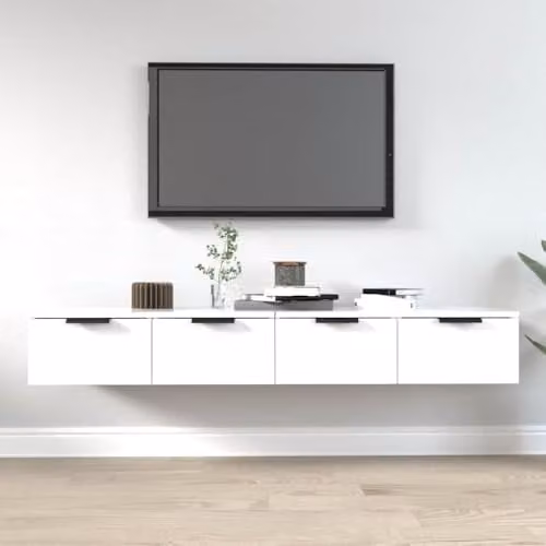 vidaXL Set of 2 White Wall-Mounted Cabinets with Hinged Doors, W/D/H: 68 x 30 x 20 cm – 2