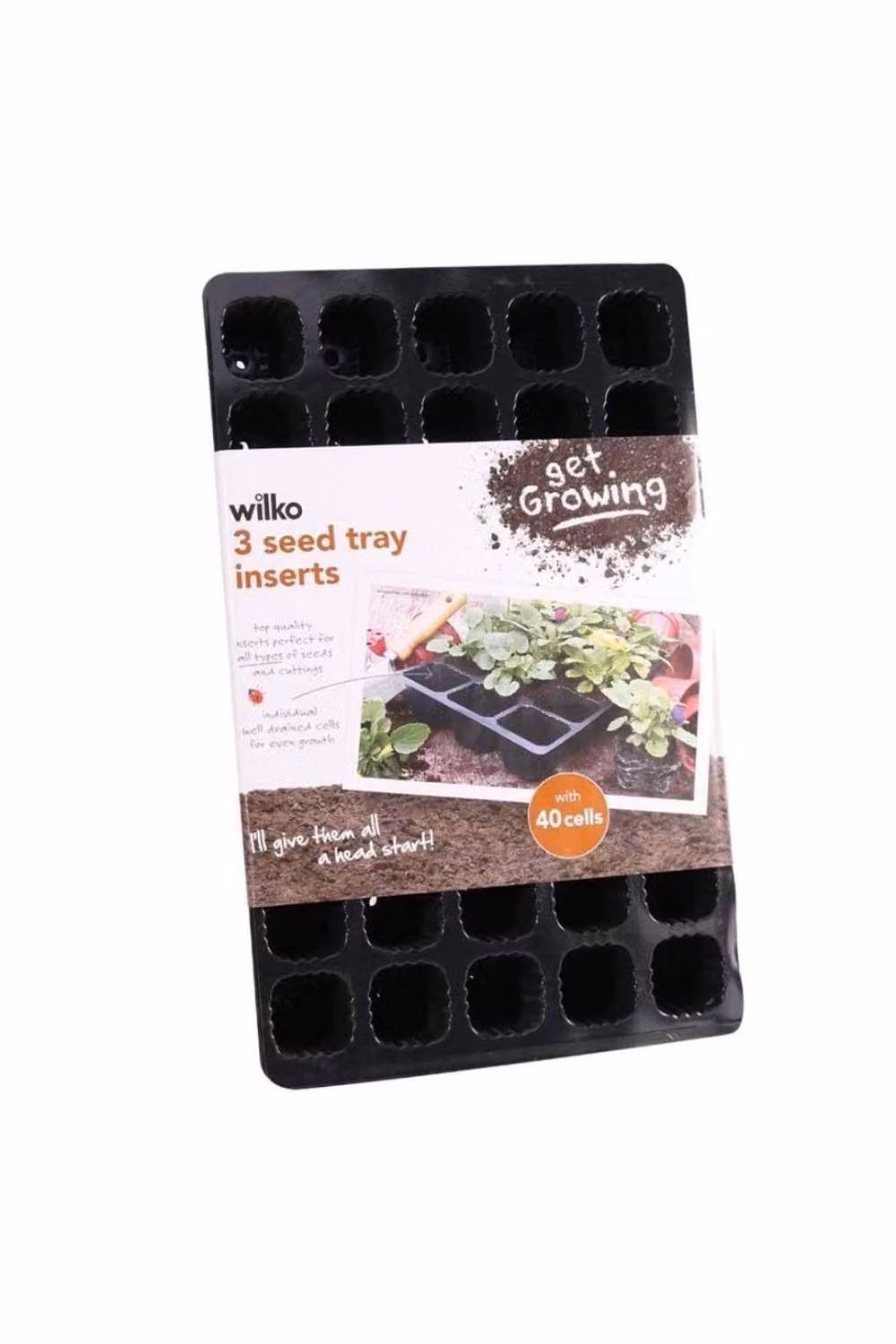 KDMD Black Plastic 40 Cell Seed Tray Insert, Pack of 5 (3 x 5 Pack) – 2