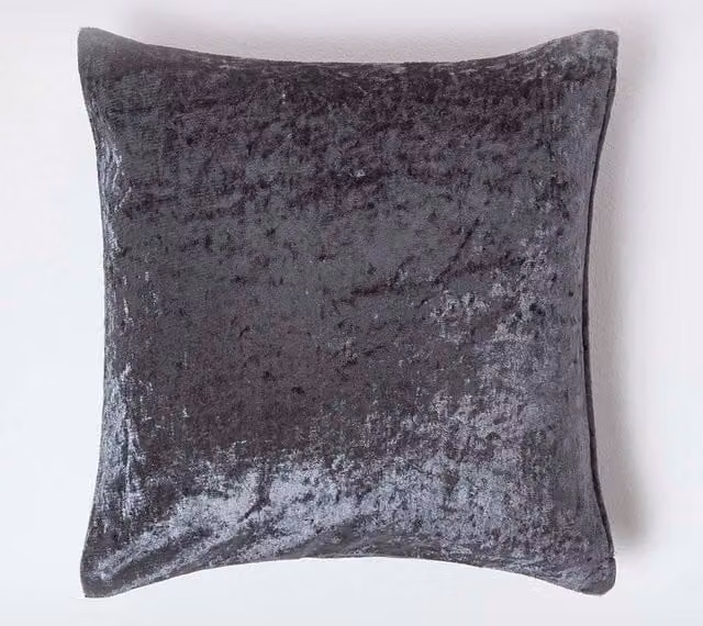 Homescapes Luxury Grey Crushed Velvet Square Cushion Cover W/D/H: 45 x 45 x 45 cm – 1