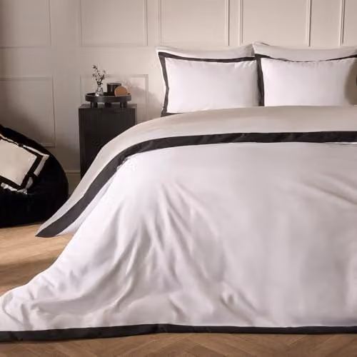 OHS Microfibre Bedding Set with Duvet Cover and Pillowcase in Black and White, W/D/H: 200 x 200 cm – 1