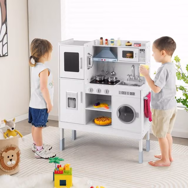 Costway Wooden Chef Kitchen Set in White