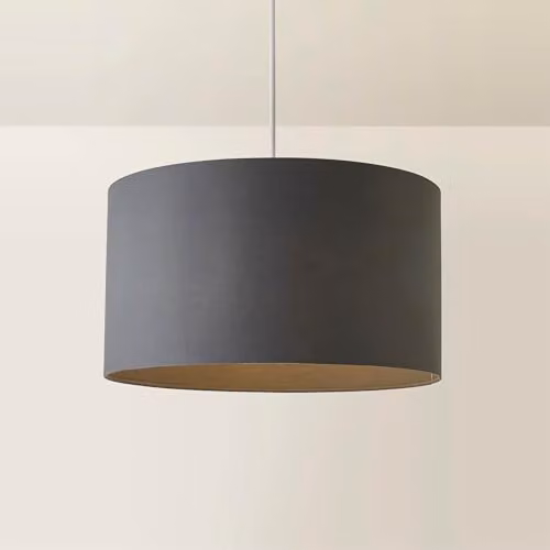 ValueLights Reni Modern Grey Fabric Cylinder Drum Ceiling Lamp Shade, Width: 25 cm – 2