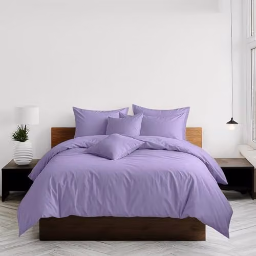 Home Sweet Home UK Plain Dyed Polycotton Duvet Cover and Pillowcase Set in Purple, Super King Size – 3
