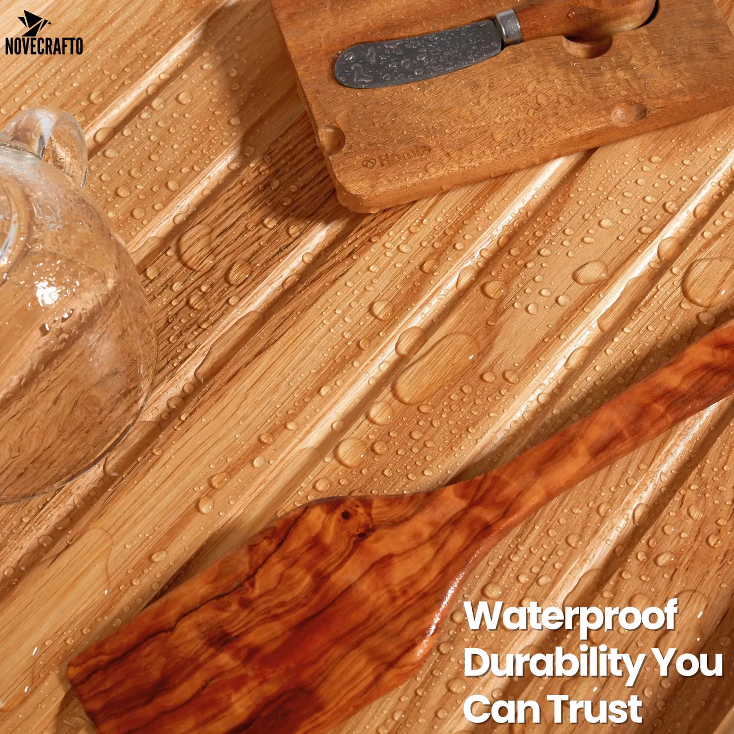 Novecrafto Brown Solid Oak Wooden Draining Board for Belfast Butler Sinks – 5