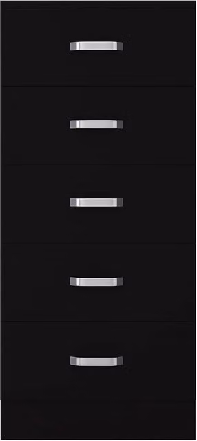 Nordara 5 Drawer Chest in Matt Black with Curved Metal Handles