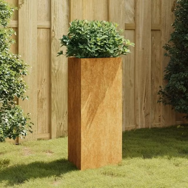 Berkfield Home Brown Corten Steel Garden Planter Tub, W/D/H: 40 x 34.5 x 75 cm