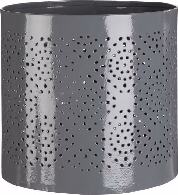 Orsina Punched Grey Metal Tealight and Taper Candle Holder